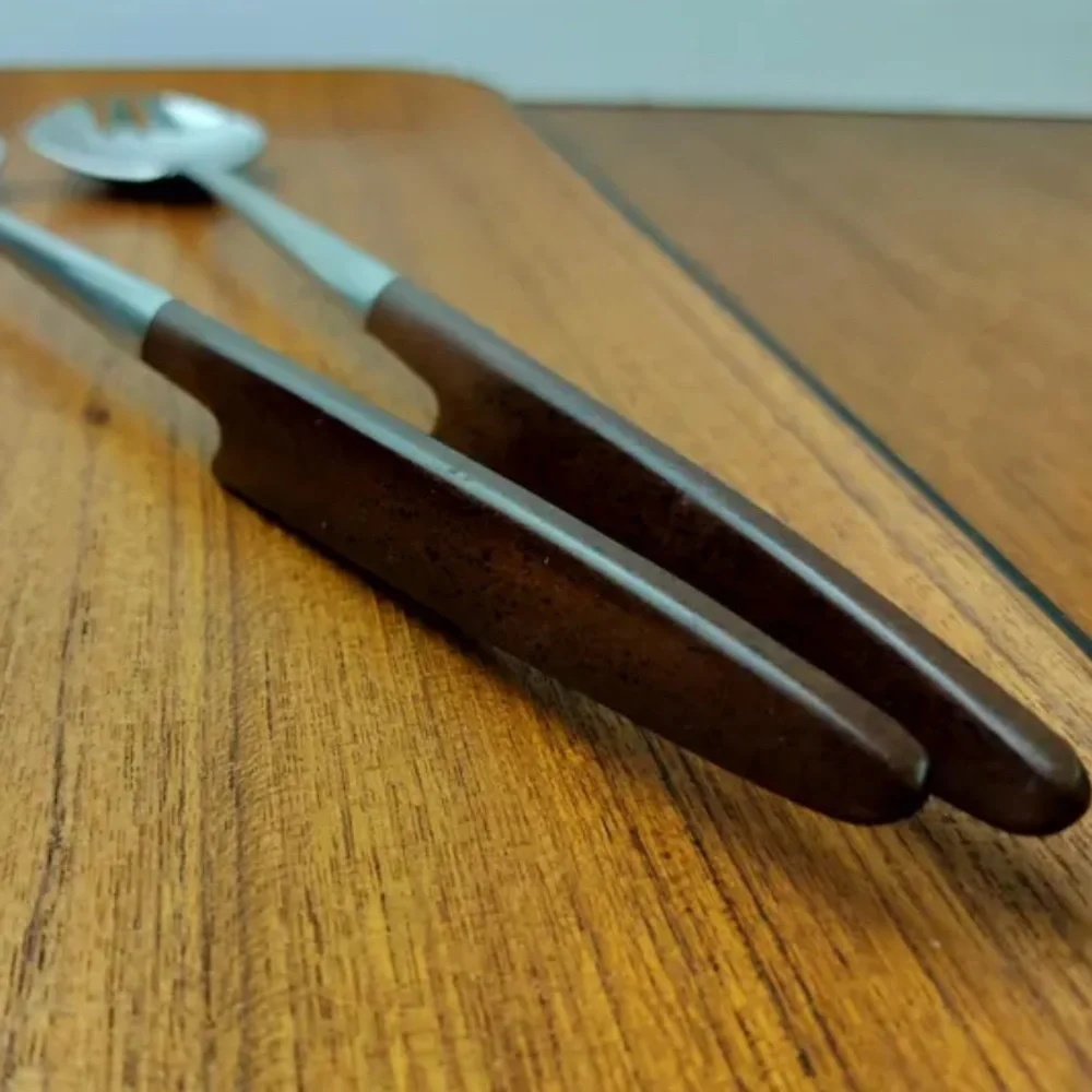 Vintage Mid-Century Modern EPIC Japanese Forged Stainless Salad Serving Utensils